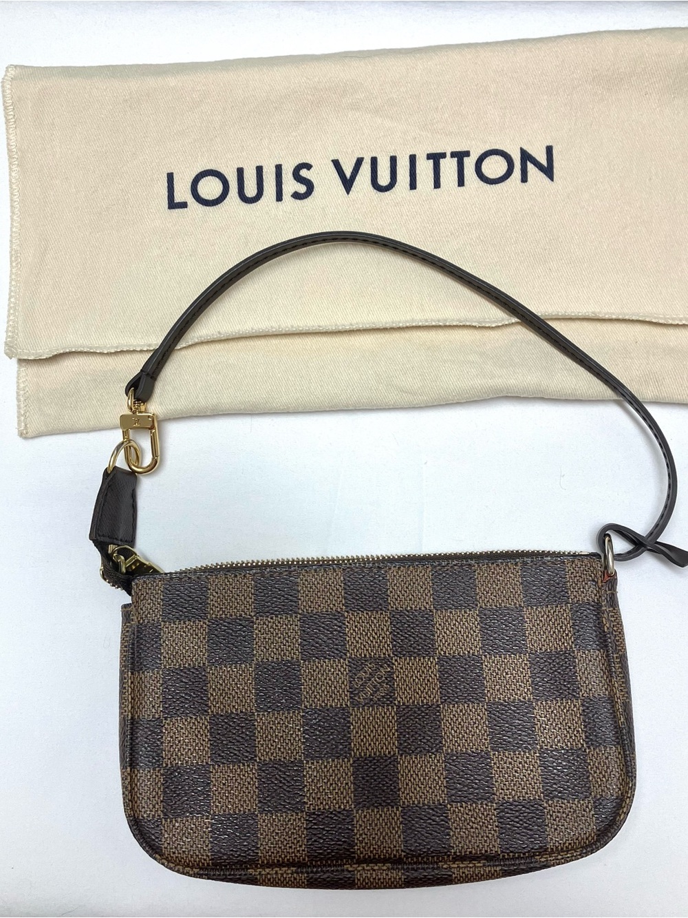 Louis Vuitton Damier Ebene Mini Pochette in Brown with dust bag